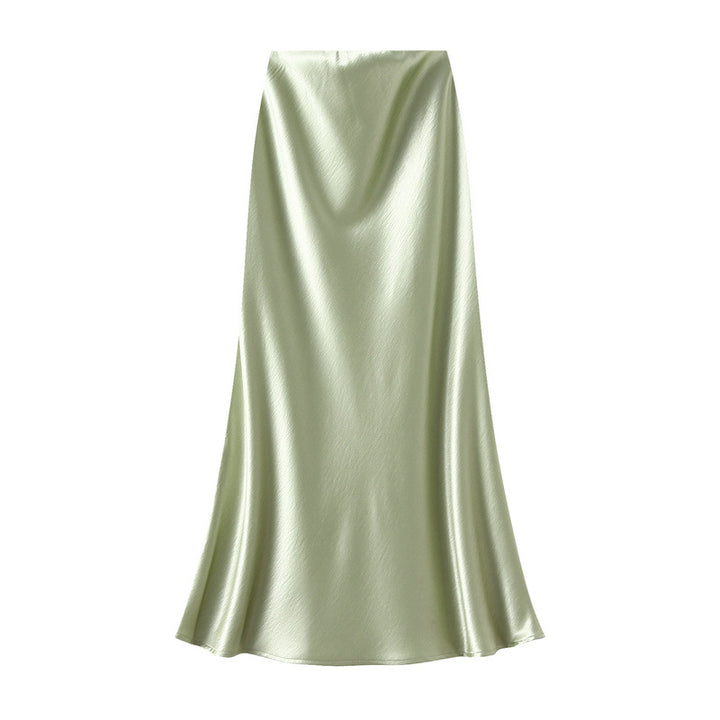 satin A-line midi skirt in icy blue – FROST