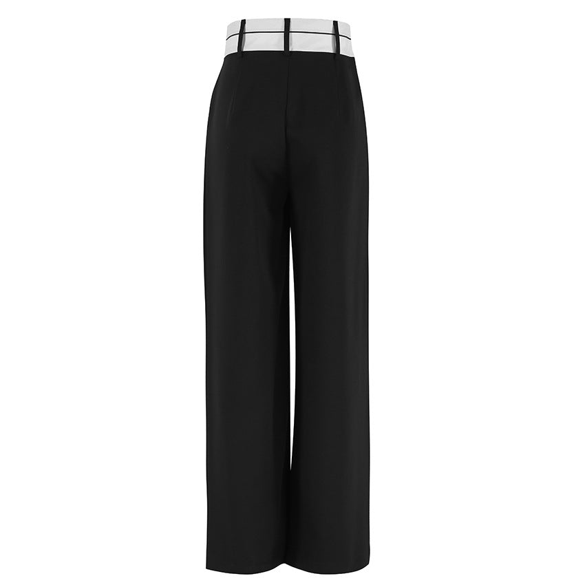 High-Waist Wide-Leg Pants with Contrast Belt Detail – EDGE
