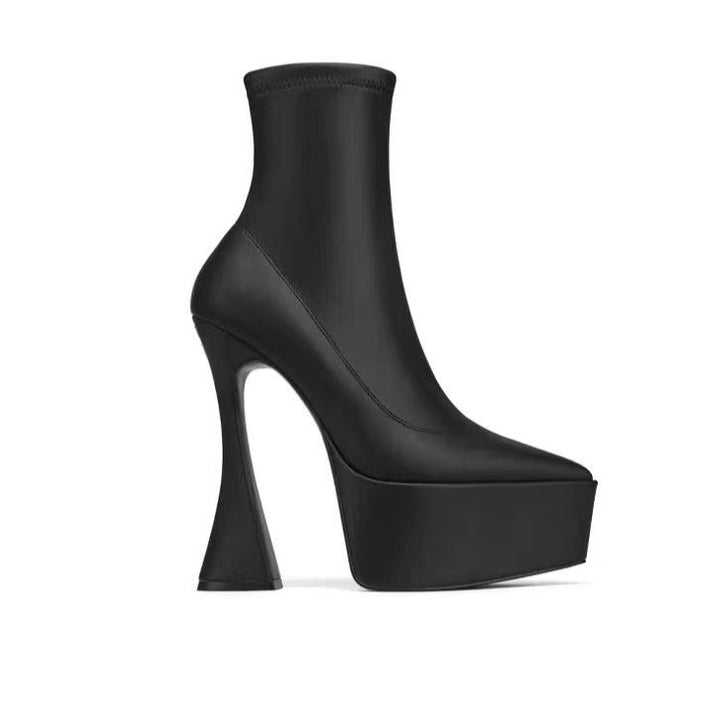 platform pointed-toe ankle boots with sculpted flared heel - Effitia