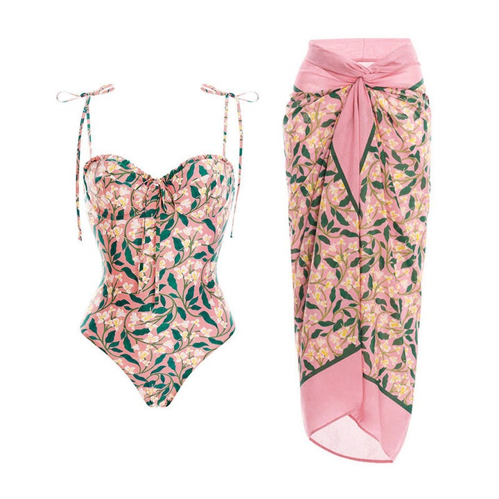 floral printed one-piece swimsuit with matching sarong – LORENA