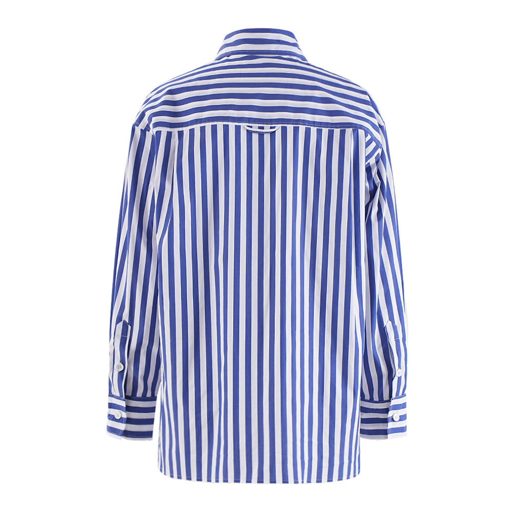 Striped Wrap-Front Long Sleeve Shirt – AURORA