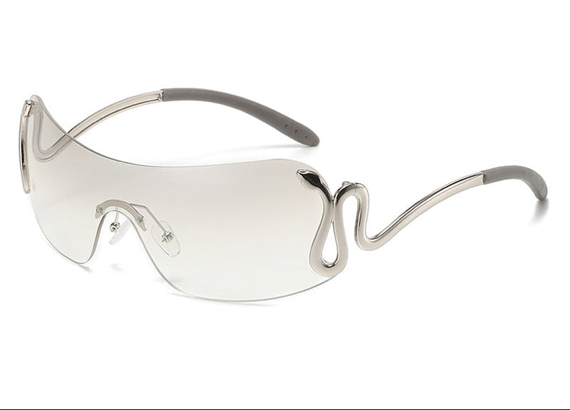 wraparound shield sunglasses with sculptural snake arms - SERPENZEX