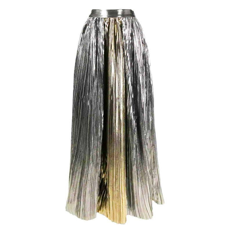 metallic cross-wrap bodice pleated maxi dress – ECLIPSE