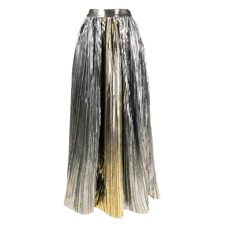 metallic cross-wrap bodice pleated maxi dress – ECLIPSE
