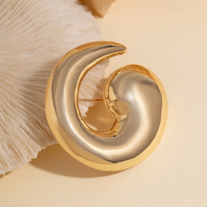Spiral-shaped brooch with glossy finish - Lakdu
