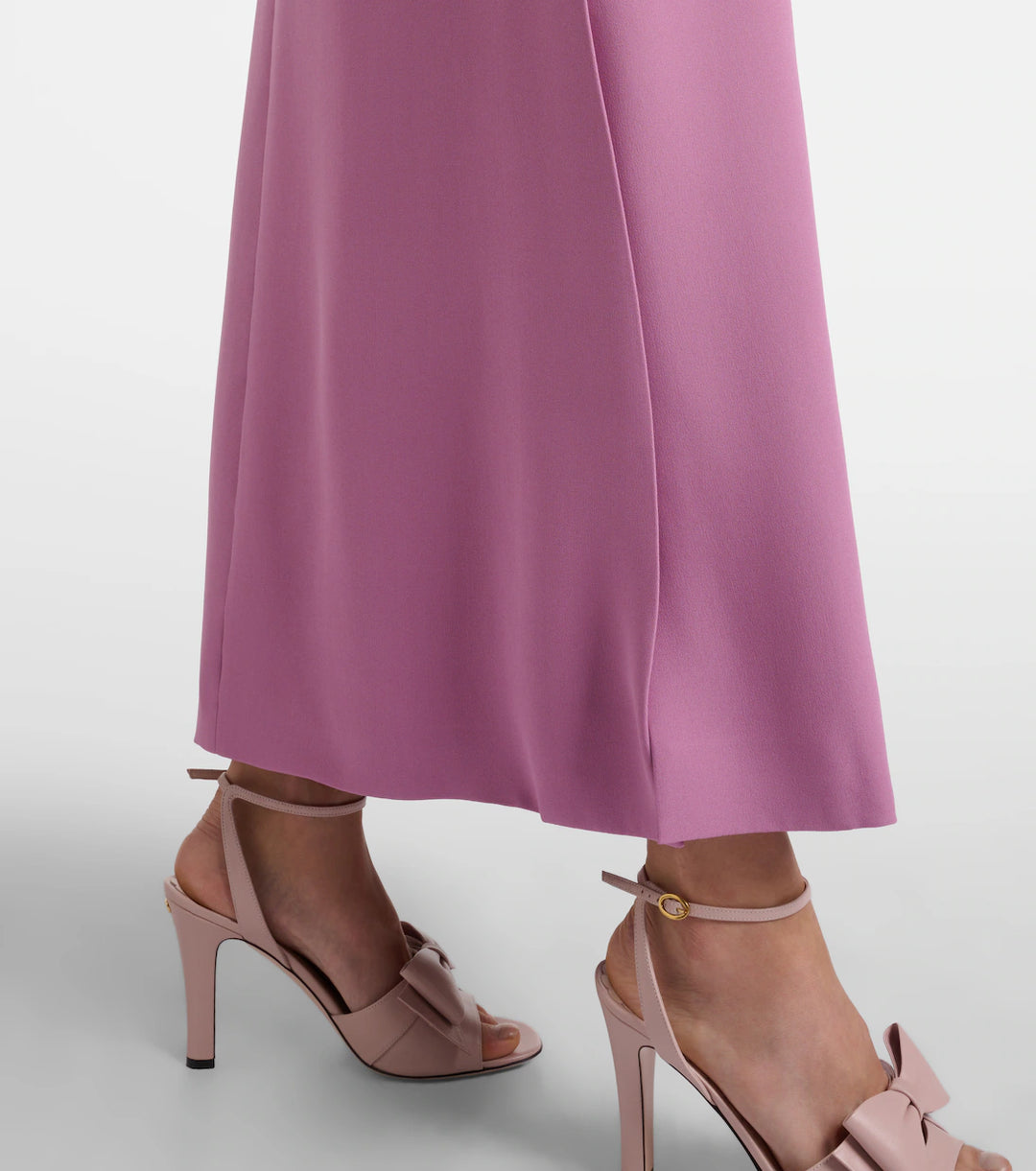Rose Pink Feather Cuff Maxi Dress - Camellia