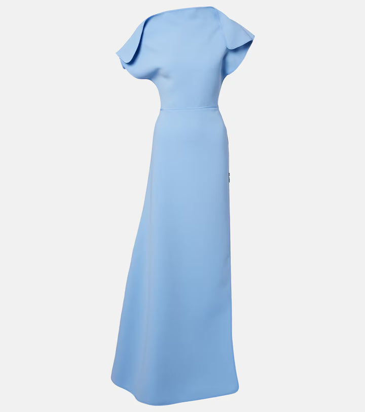 Powder Blue Flutter Sleeve Evening Gown - Celestia