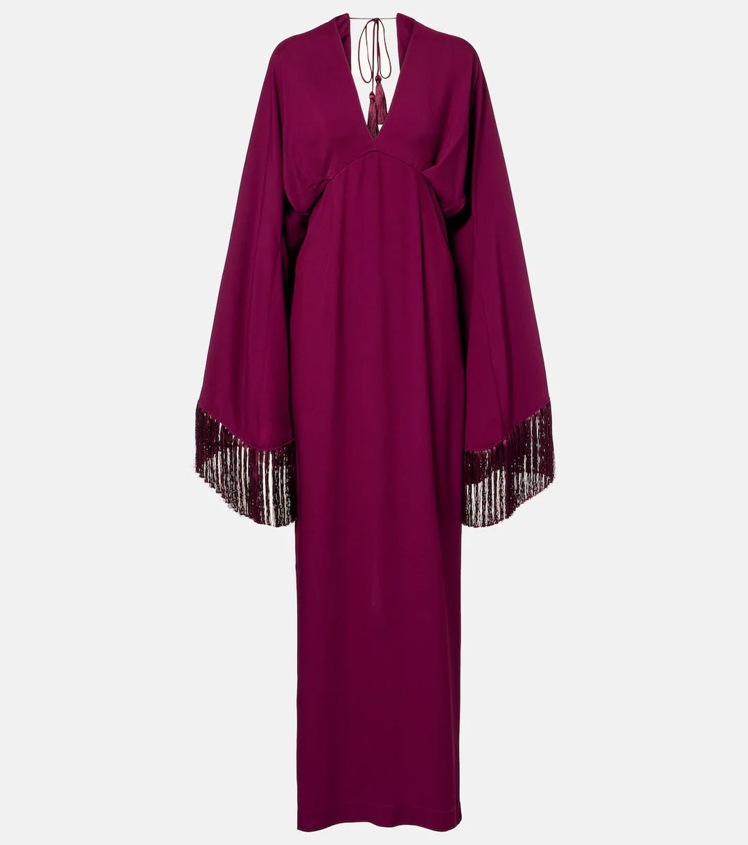 Magenta Fringe Sleeve Evening Gown - Amara