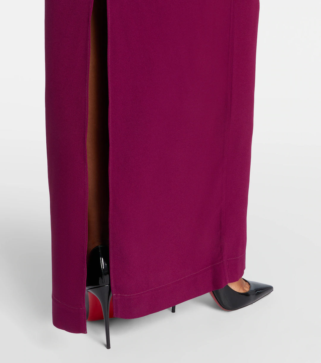Magenta Fringe Sleeve Evening Gown - Amara