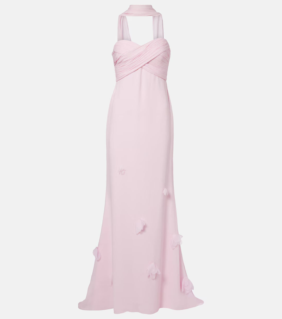 Blush Pink Draped Chiffon Evening Gown - Seraphina