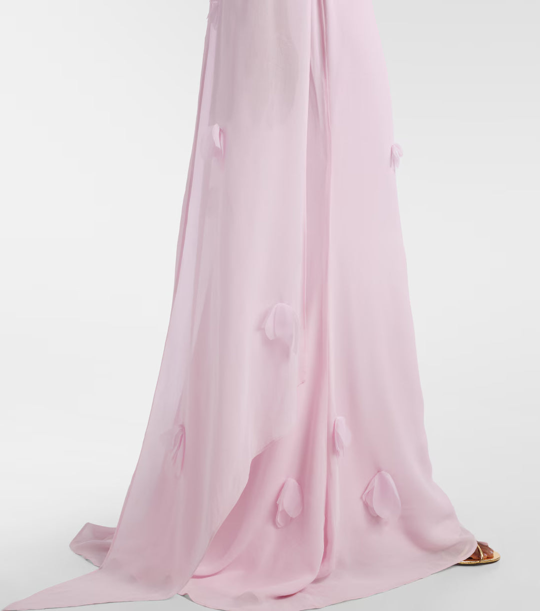 Blush Pink Draped Chiffon Evening Gown - Seraphina