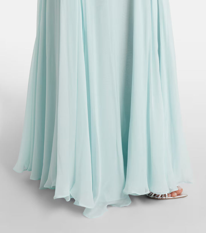 Mint Green Embellished Chiffon Evening Gown - Aurora