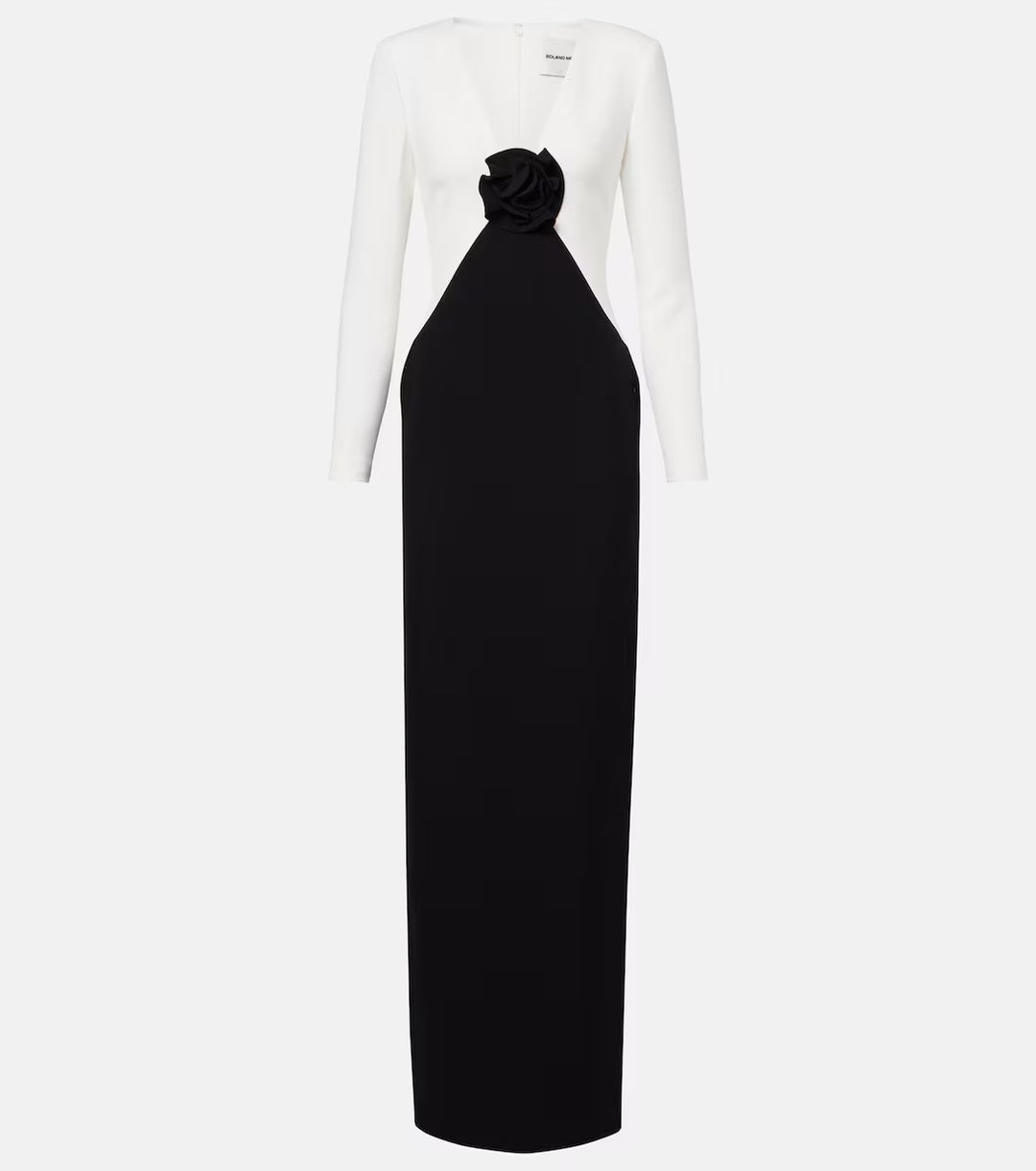 Black & White Rose Detail Evening Gown - Monique