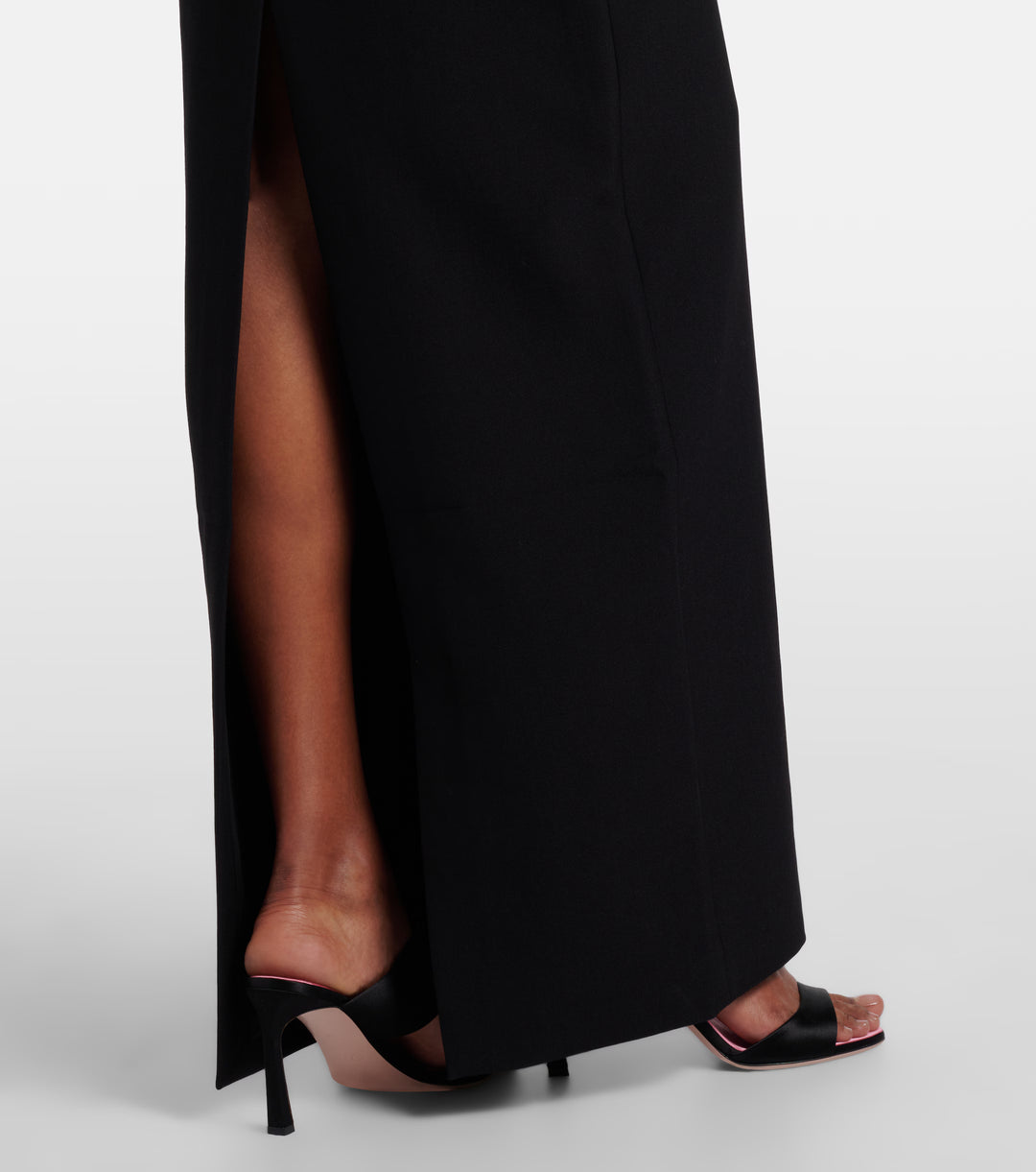 Black & White Rose Detail Evening Gown - Monique