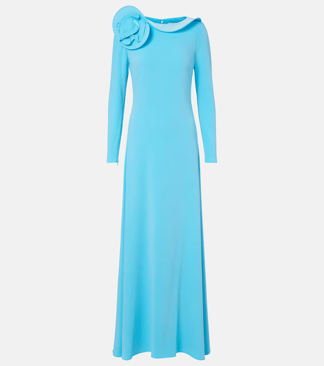 Sky Blue Rosette Shoulder Gown - Azure