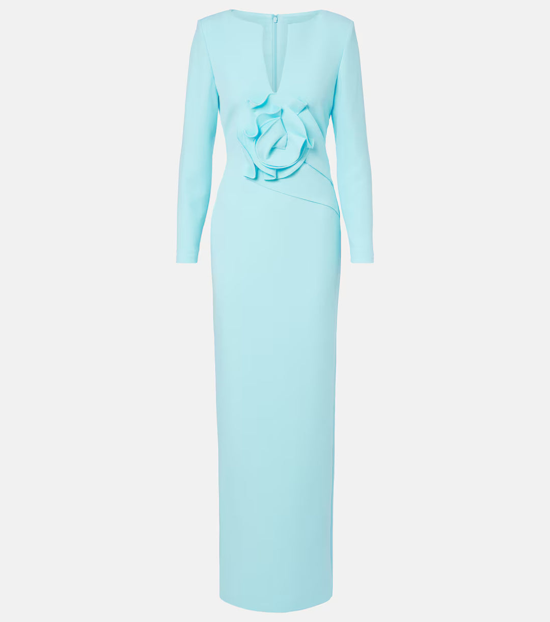 Sky Blue Floral Accent Column Gown - Celeste