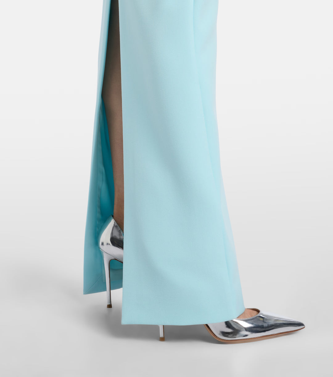 Sky Blue Floral Accent Column Gown - Celeste