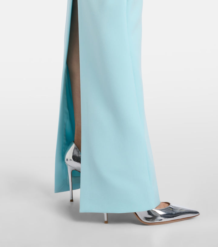 Sky Blue Floral Accent Column Gown - Celeste
