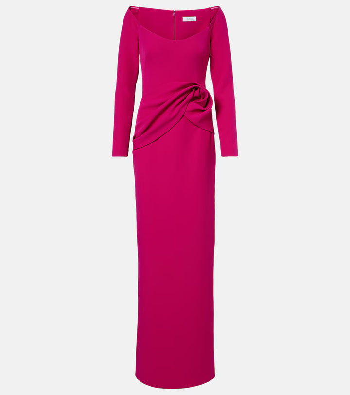 Fuchsia Draped Waist Evening Gown - Vivienne