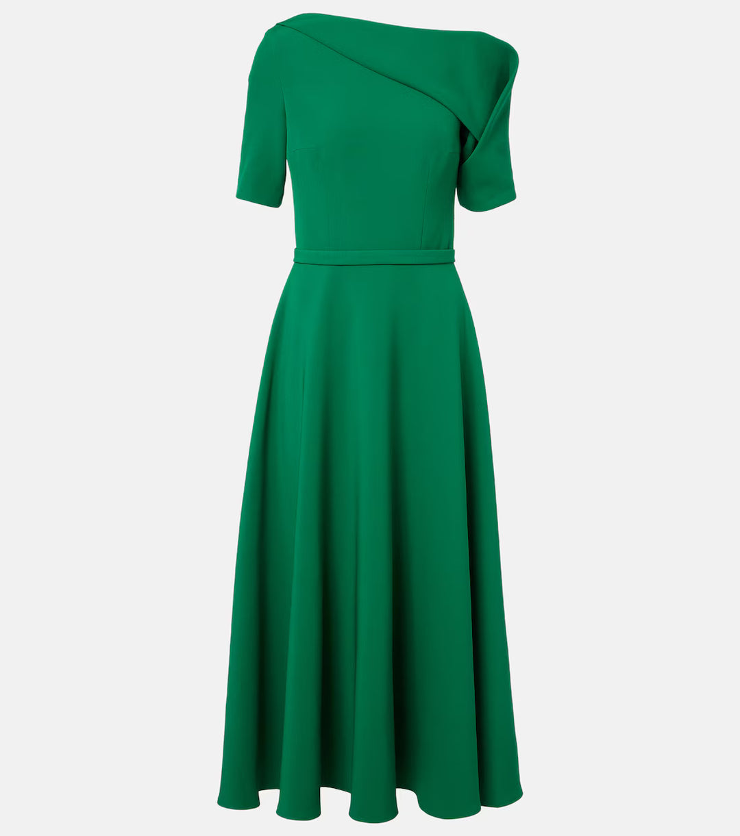 Emerald Asymmetric Neck Midi Dress - Verona