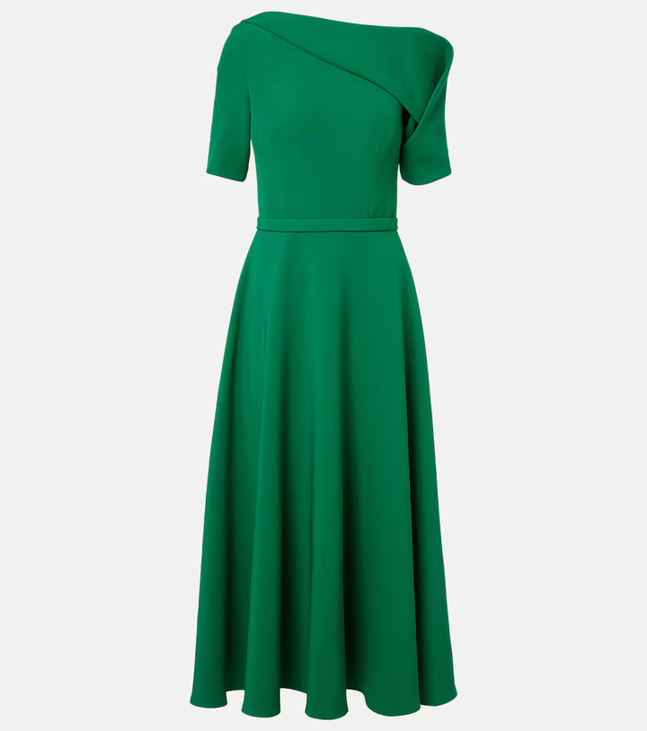Emerald Asymmetric Neck Midi Dress - Verona