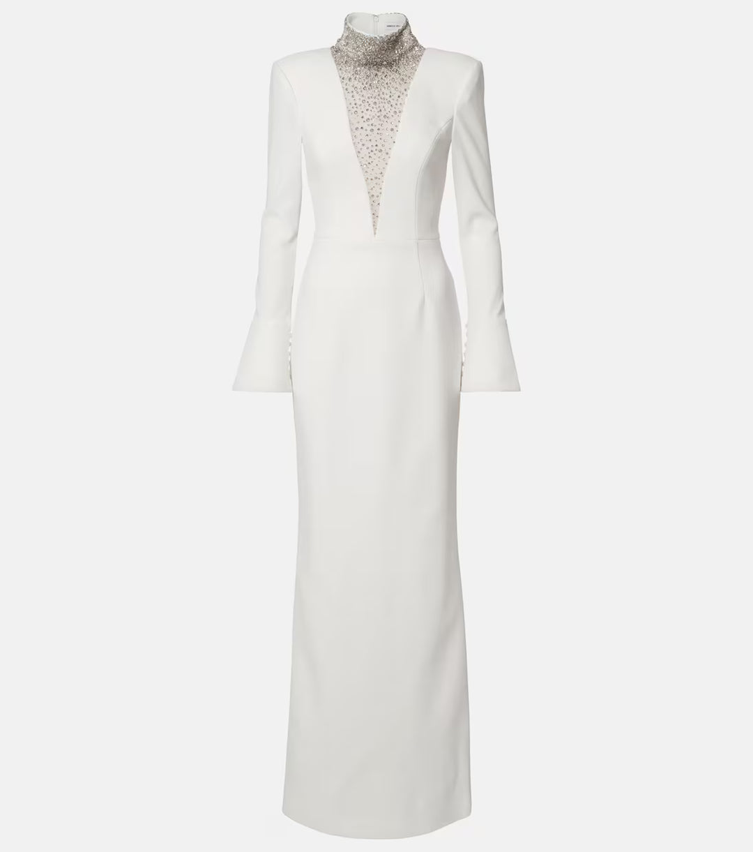 Ivory Crystal Neckline Evening Gown - Lumière