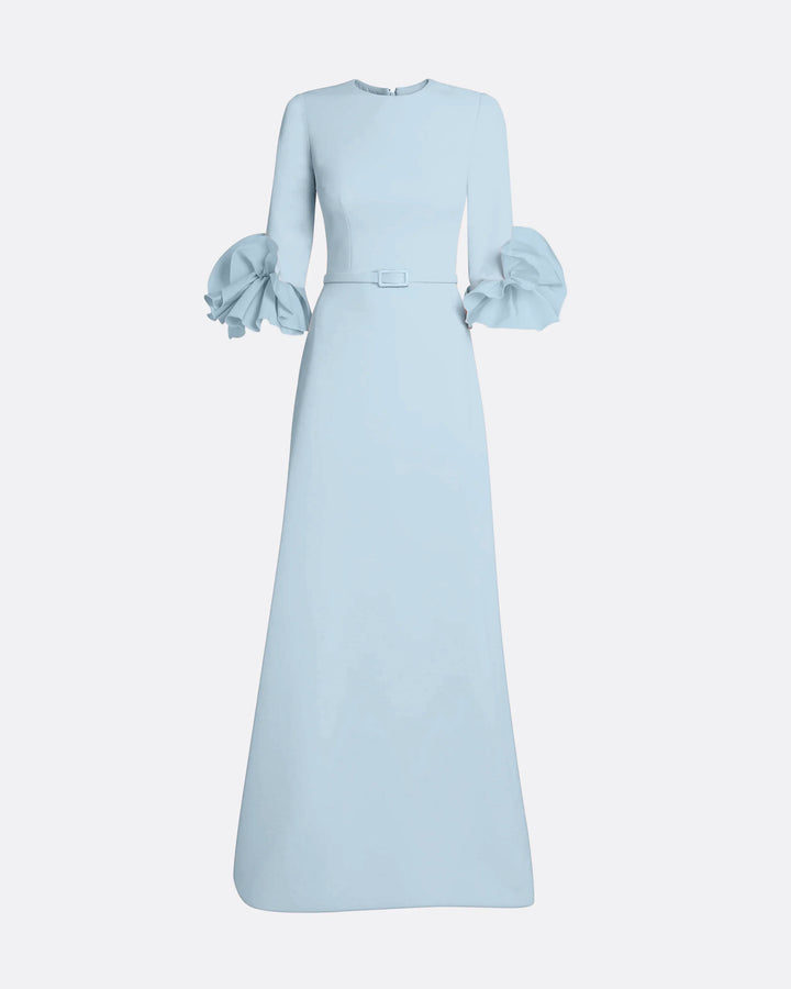 Sky Blue Ruffle Cuff Evening Gown - Serenity