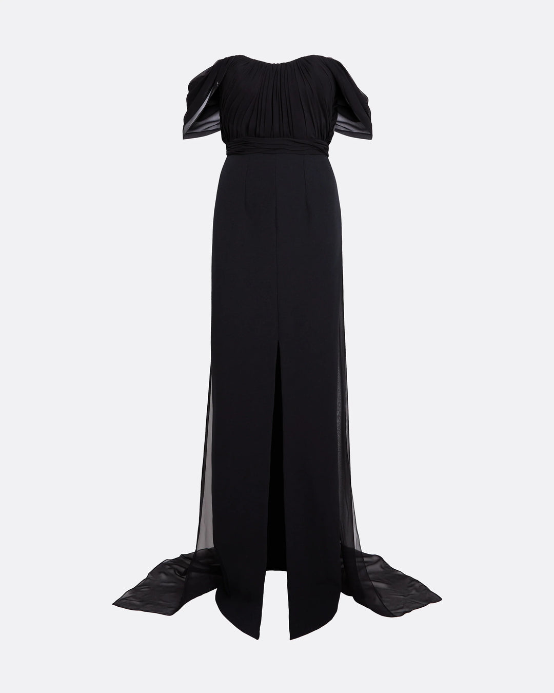 Black Off-Shoulder Pleated Maxi Dress - Noir