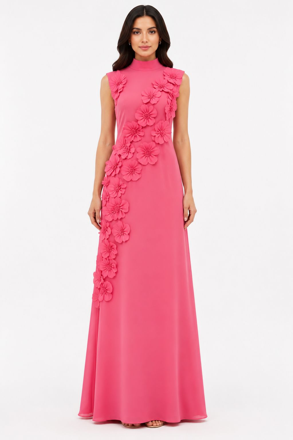 3D Floral A-Line Gown - Azalea