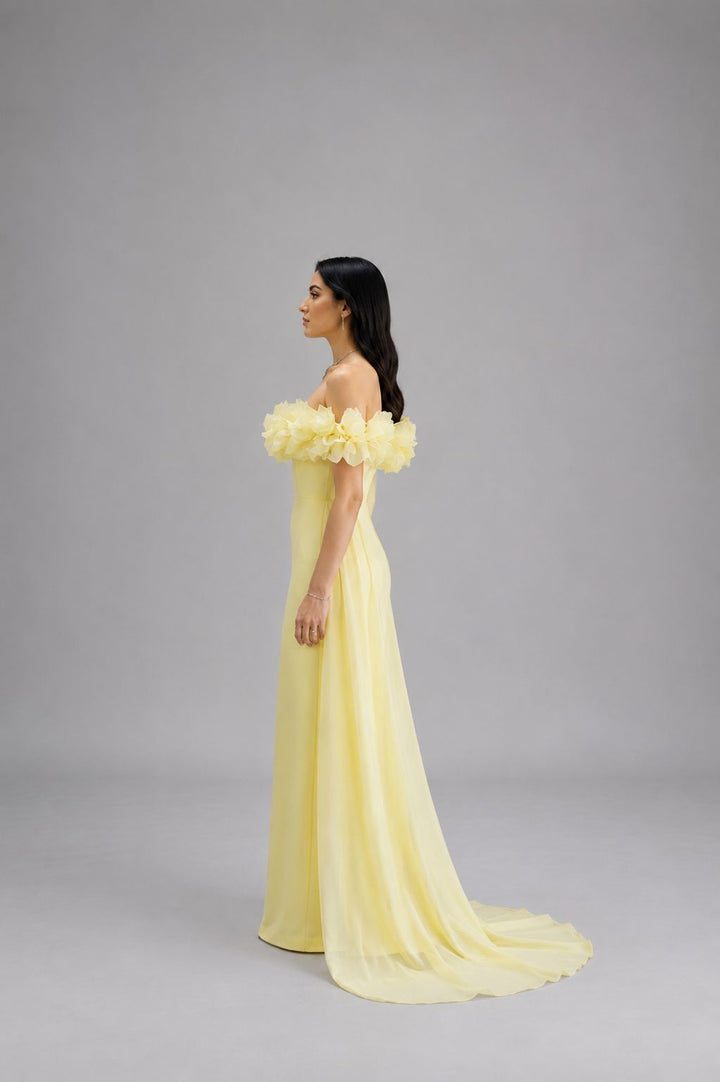 Floral Off-Shoulder Gown – Lemon