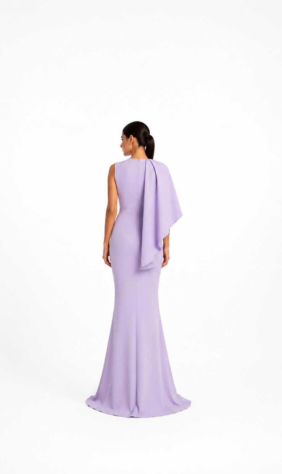 Asymmetric Cape Gown – Lilac