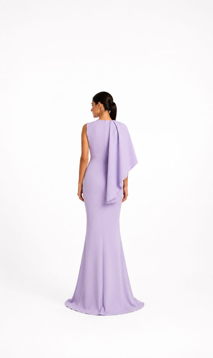 Asymmetric Cape Gown – Lilac