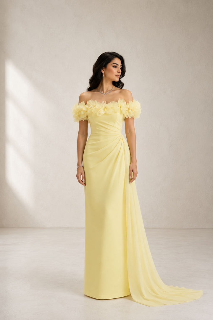 Floral Draped Gown – Buttercup