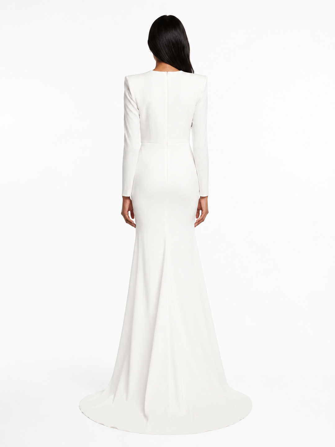 Draped Long Sleeve Maxi Gown - Pearl