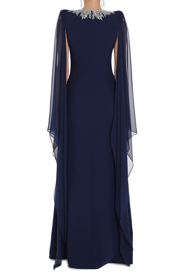 Embellished chiffon cape gown – Zelinda-1