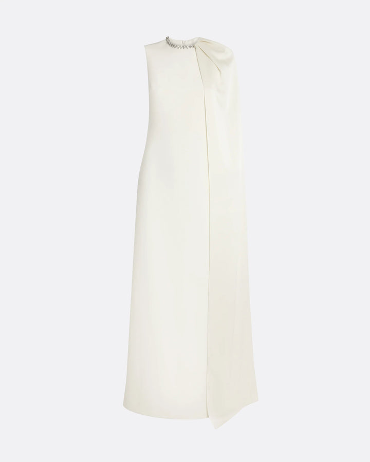 sleeveless cape gown with crystal neckline – IVORS-1