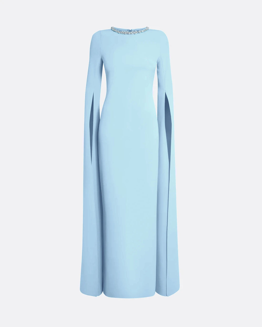 cape-sleeve gown with crystal neckline – CELESTE