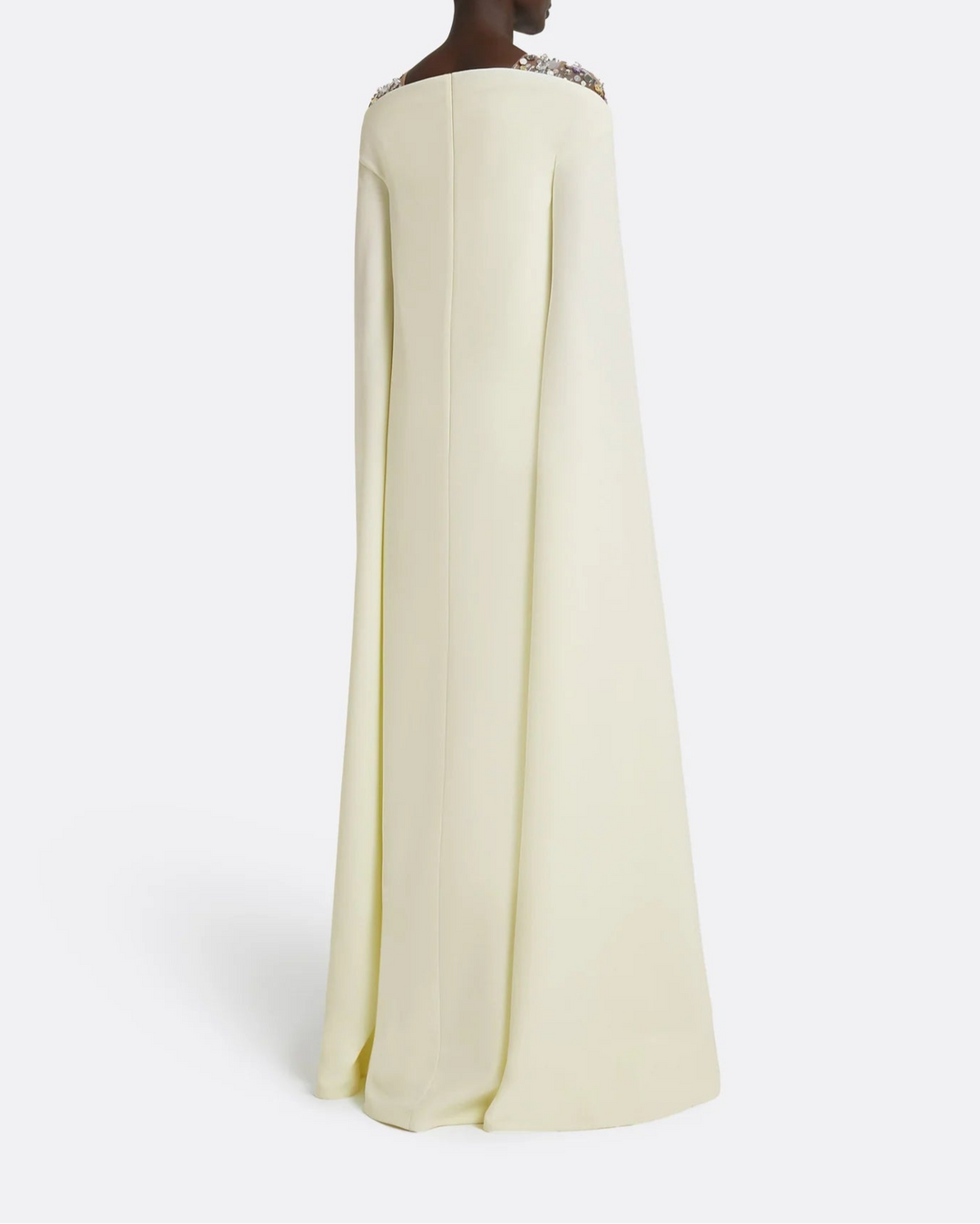 Sleeveless column dress with embellished shoulders and cape - Bethany-1