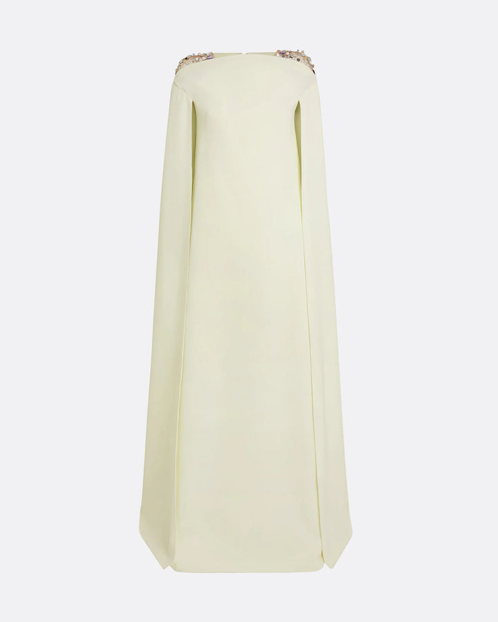 Sleeveless column dress with embellished shoulders and cape - Bethany-1