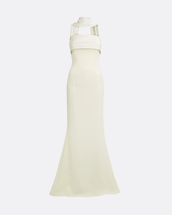 strapless column gown with sculpted collar – SORAYA