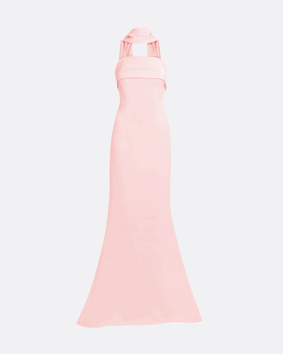 strapless column gown with scarf neckline – BLOSIA