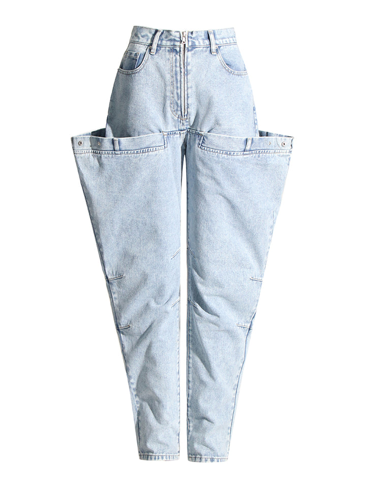 high-waist tapered jeans with exaggerated side flaps - Eireen