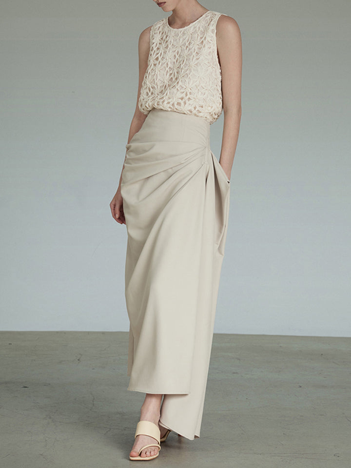 draped maxi skirt with side gather - Whan