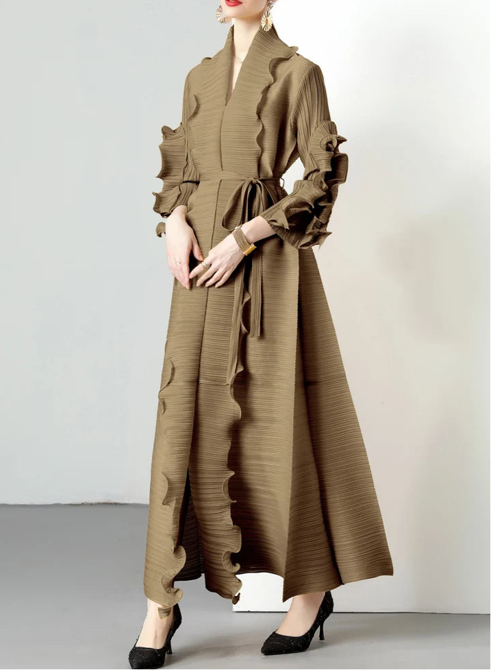 mouwloze uitlopende midi-jurk met kettingriem - CELIAV 