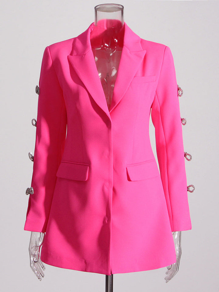 longline blazer with pearl chain and crystal bows – FAYE