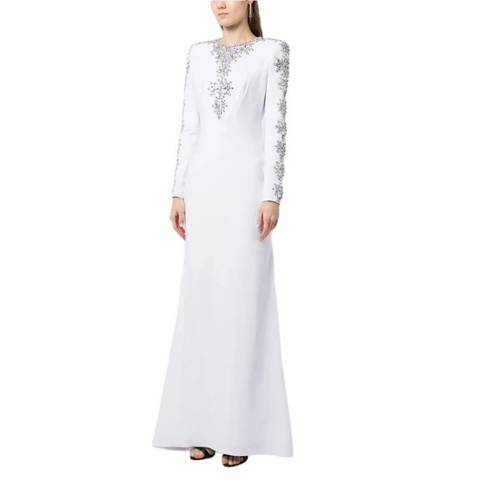 Embellished long-sleeve gown with fitted silhouette – Ziarre