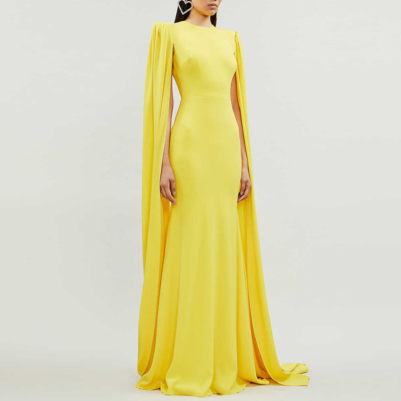 فستان عمودي بدون أكمام مع عباءة بطول الأرض – تيانا