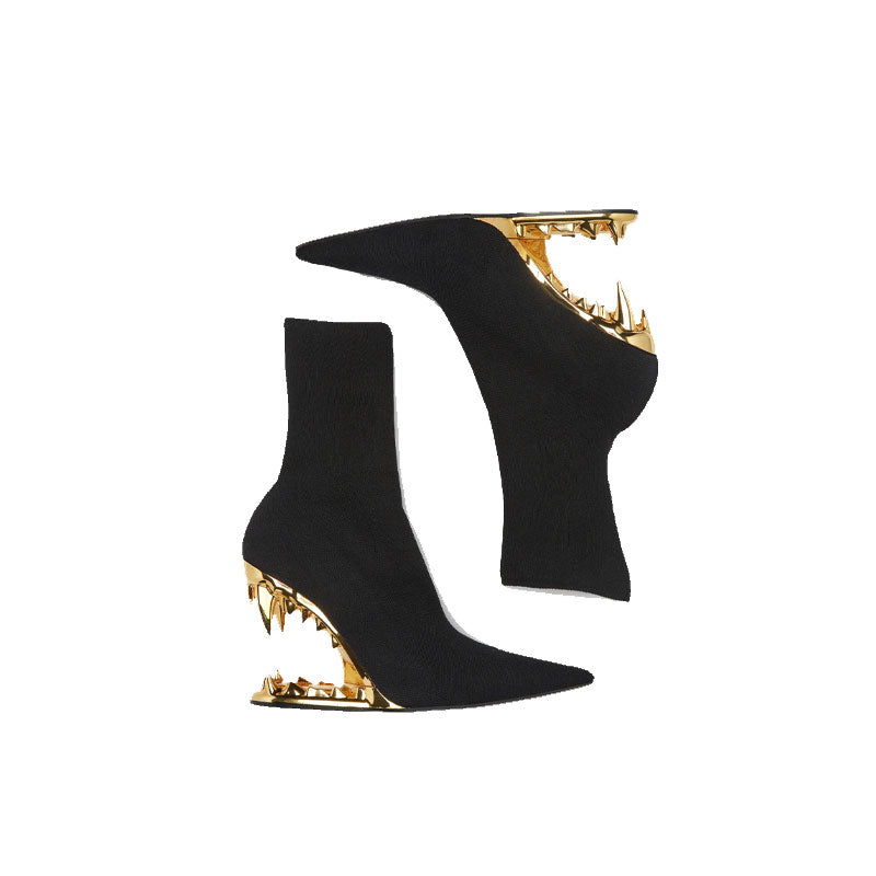 pointed-toe ankle boots with sculpted monster wedge - KOLEEN