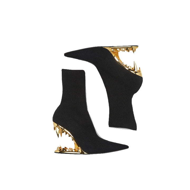 pointed-toe ankle boots with sculpted monster wedge - KOLEEN