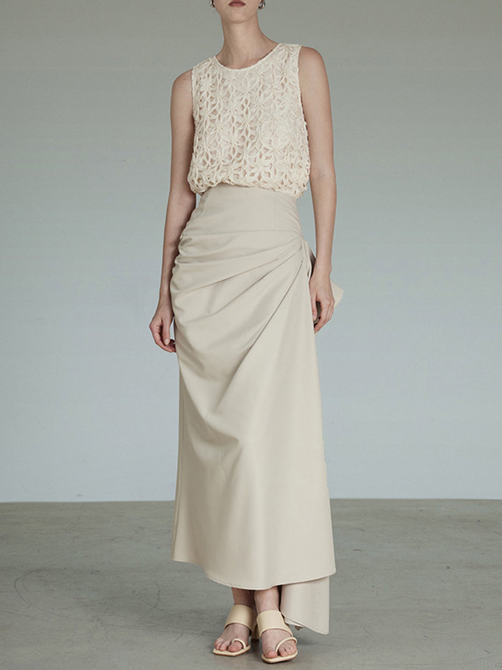 draped maxi skirt with side gather - Whan